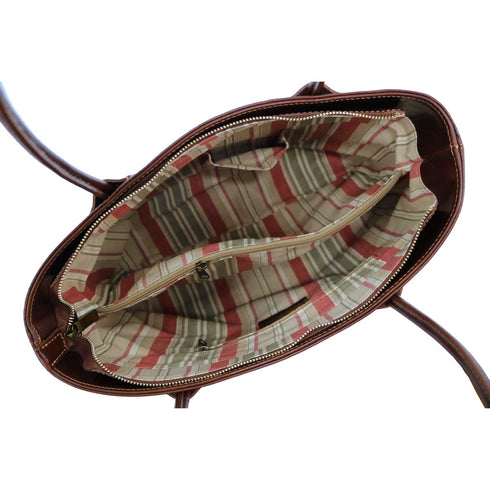 Floto Italian Leather Napoli Women's Handbag Shoulder Bag brown inside